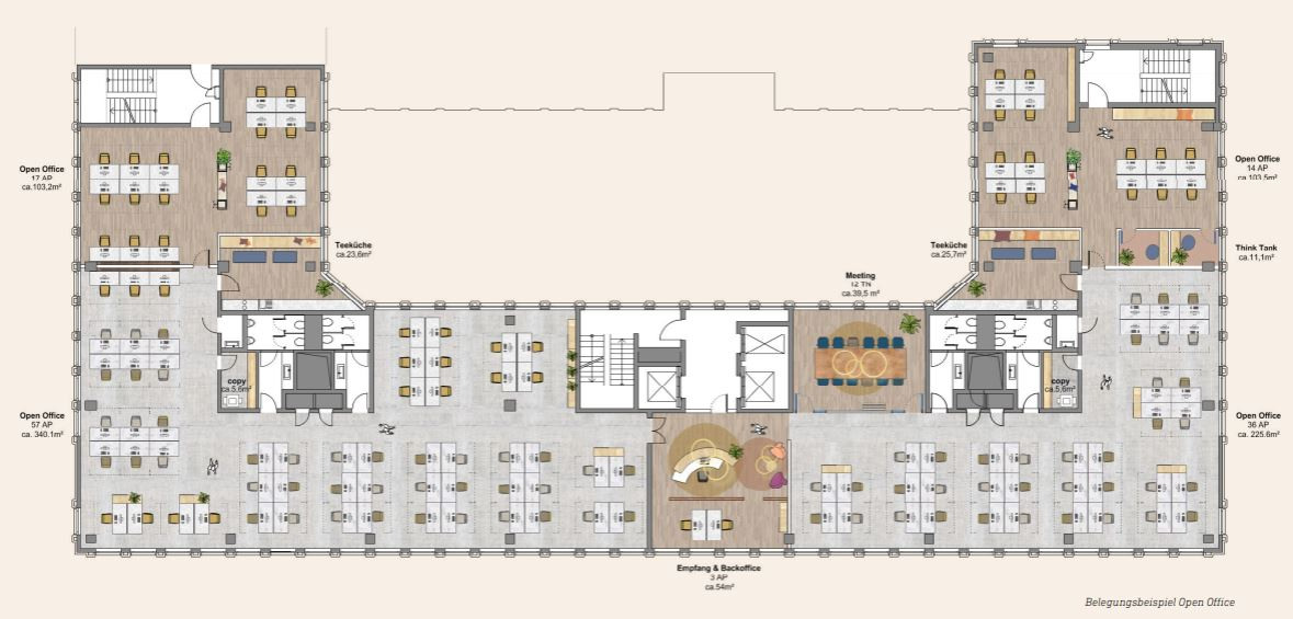 Grundriss Regelgeschoss Beispielplanung Open Space