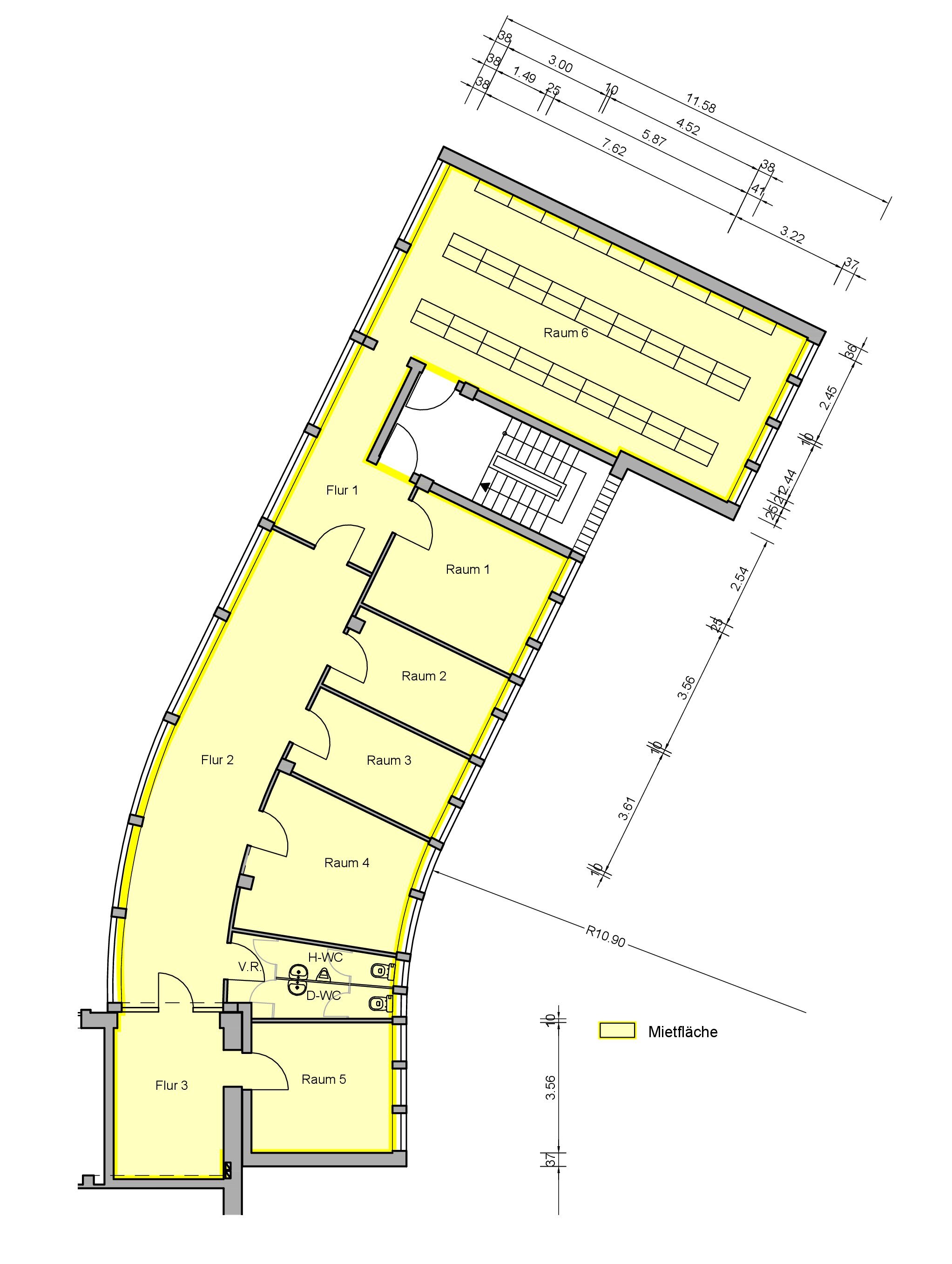 Duissernstr. 3, 47051 Duisburg_Seitenflügel rechts_1. OG; Grundrissplan