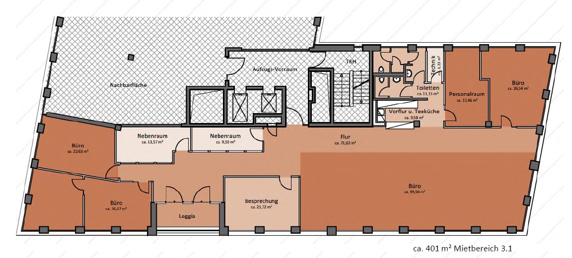 Grundriss 3.OG - 401 m²