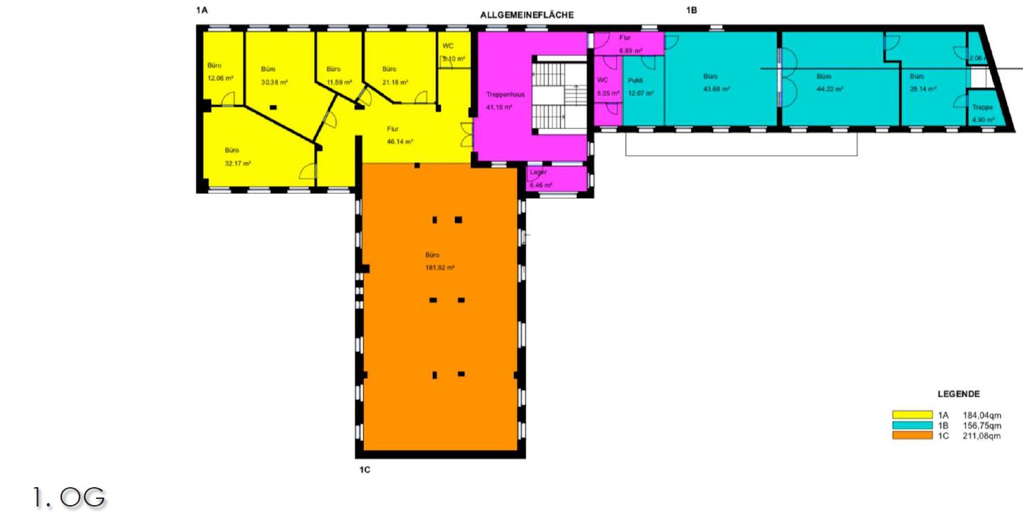 Grundriss 1 OG - 211,08 m²