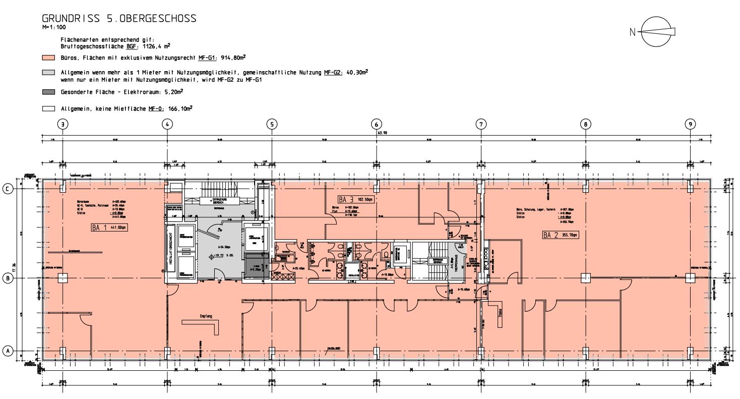 Grundriss 5.OG - 966 m²
