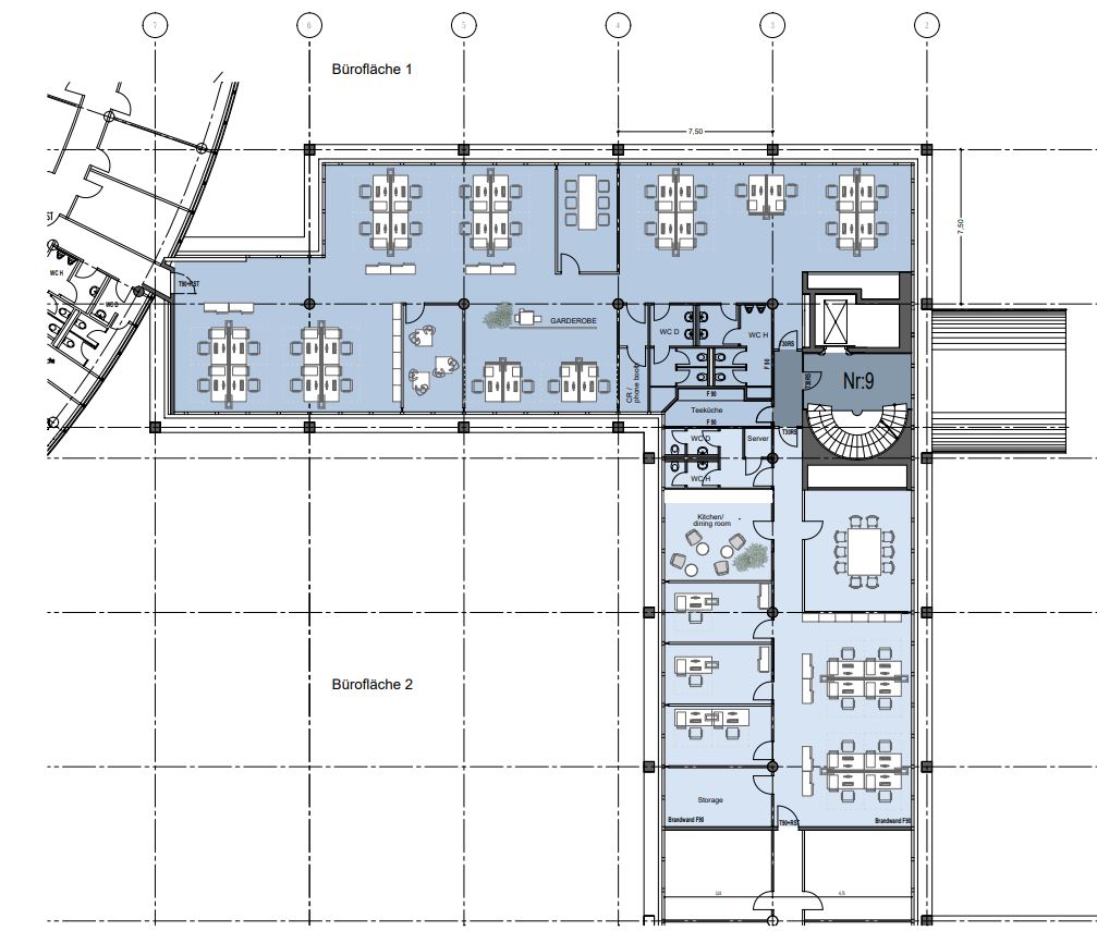 Grundriss 2.OG Hausnr. 9 - 609  m²