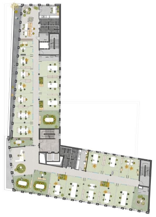 Baufeld 2_3. Obergeschoss_Zellenbüros